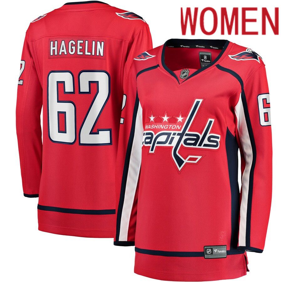 Women Washington Capitals 62 Carl Hagelin Fanatics Branded Red Home Breakaway Player NHL Jersey